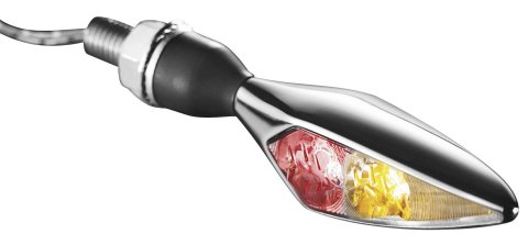 Kuryakyn Kellermann Micro Rhombus Collection Turn Signals 2543 Signal, Rhombus, LED, Clear Lens,Red/Amber Light, Chrome Housing, Each