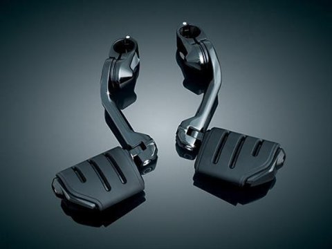 Kuryakyn Adjustable Tour-Tech Short Cruise Mounts 7584 Foot Pegs, Mounts, Adjustable, Trident Dually Style, Steel, Black Powdercoated, Pair