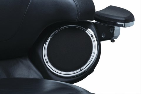Kuryakyn Rear Speaker Accents 7376 Grilles, Rear, Plain Style, Plastic, Chrome, Harley-Davidson®, Pair