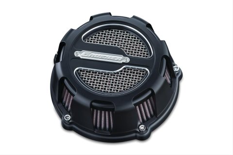 Kuryakyn Crusher Maverick Air Cleaners KUR9891 Cleaner, Maverick, Round, Aluminum, Black Anodized, Red Cotton Gauze Filter, Harley-Davidson®