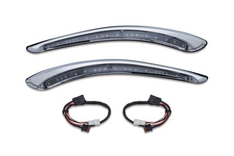 Kuryakyn Sequential Run-Turn LED Bat Lashes 7131 Accent Light, Lashes, White/Amber, ABS Plastic, Chrome, Harley-Davidson®, Pair