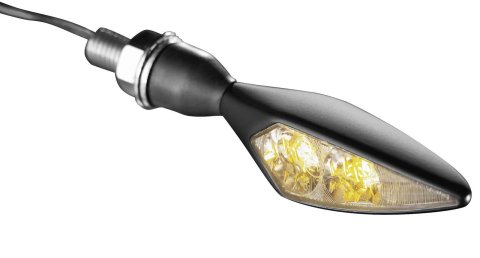 Kuryakyn Kellermann Micro Rhombus Collection Turn Signals 2551 Signal, Rhombus, LED, Clear Lens, Amber Light, Black Housing, Each