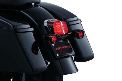 Kuryakyn Bullet Light Bar and Turn Signal Indicators 5405 Indicators, Bullet, 2.250 in. Round, 3.000 in. Long, Red Lens, Clear Bulb, Steel, Gloss Black, Harley-Davidson®, Pair