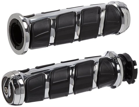 Kuryakyn Kinetic Grips 6375 Grips, Kinetic, Aluminum, Chrome, Twist, 1 in. Bar Diameter, Kawasaki, Suzuki, Victory, Yamaha, Pair