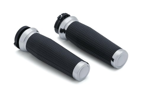 Kuryakyn Thresher Grips 5940 Grips, Thresher, Aluminum, Chrome, 1 in. Bar, Harley-Davidson®, Pair