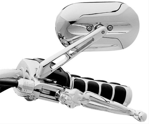 Kuryakyn Magnum Mirrors 1430 Mirrors, Magnum, Custom, Oval, Flat, Manual, Chrome Aluminum Housing, 5.500 in. Width, 3.000 in. Height, Pair