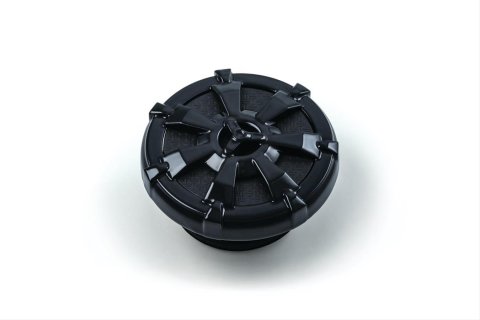 Kuryakyn Alley Cat Vented Gas Caps 7384 Fuel Tank Cap, Cat, Vented, Aluminum, Black Powdercoated, Harley-Davidson®, Each