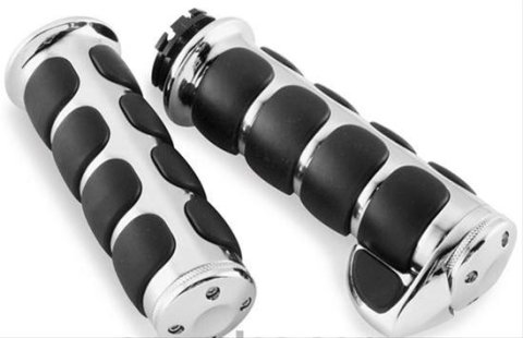 Kuryakyn Premium ISO Grips 6228 Grips, Aluminum, Chrome, 125 mm. Length, 1 in. Bars, Pair