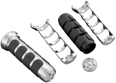 Kuryakyn ISO Grips KUR6383 Grips, ISO, Rubber/Aluminum, Black, 150mm Length, Twist Throttle Compatible, 1 in. Bar Diameter, Pair