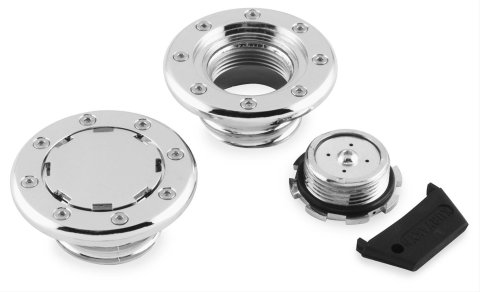 Kuryakyn Non-Vented Flush Mount Gas Caps 8310 Fuel Tank Cap, Mount, Non-Vented, Steel, Chrome, Each