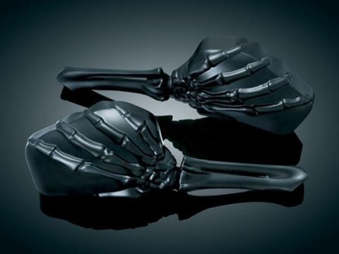 Kuryakyn Skeleton Hand Mirrors 1758 SKELETON HAND MIRRORS BLK/BLK