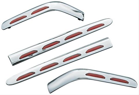 Kuryakyn Lighted Saddlebag Moldings 3202 Molding, LED Lighted, ABS Plastic w/Chrome Finish, Red Lens, Bolt-On, 4-Piece Set