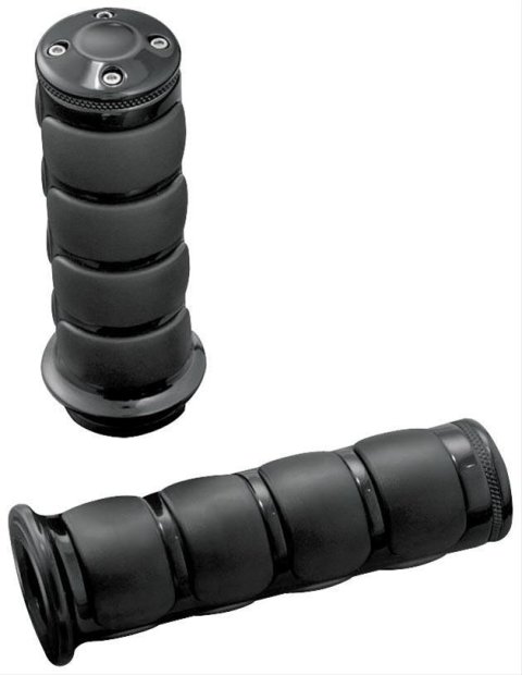 Kuryakyn ISO Grips 6345 Grips, ISO, 125mm Length, Aluminum, Black, Twist Throttle Compatible, 1 in. Bar Diameter, Pair