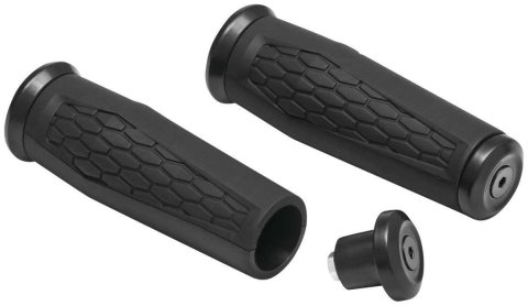 Kuryakyn Hex Grips 5927 Grips, Hex, Aluminum, Black, Twist Throttle Compatible, 1 in. Bar Diameter, Universal, Pair