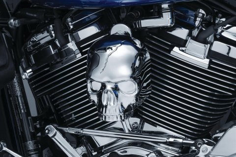 Kuryakyn Skull Horn Covers 5730 Cover, Skull, ABS Plastic, Chrome, Adhesive Mount, Harley-Davidson®, Each
