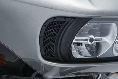 Kuryakyn Mesh Headlight Vent Accents 6519 Accent Vents, Aluminum/Steel, Satin Black, Adhesive Backed, Harley-Davidson®, Pair
