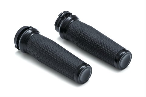Kuryakyn Thresher Grips 5941 Grips, Thresher, Aluminum, Satin Black, 1 in. Bar, Harley-Davidson®, Pair