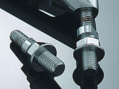 Kuryakyn Mirror Adapters 1413 Side View Stud Adapters, Left Side/Right Side, 5/16 in.-18, Stainless Steel, Chrome, Ducati, Yamaha, Pair