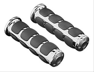 Kuryakyn ISO Grips 6240 Grips, ISO, Aluminum, Chrome, 125mm Length, Twist Throttle Compatible, 1 in. Bar Diameter, Pair
