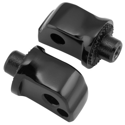 Kuryakyn Splined Peg Adapters 8924 Foot Mounts, Splined, Steel, Gloss Black, Harley-Davidson®, Pair