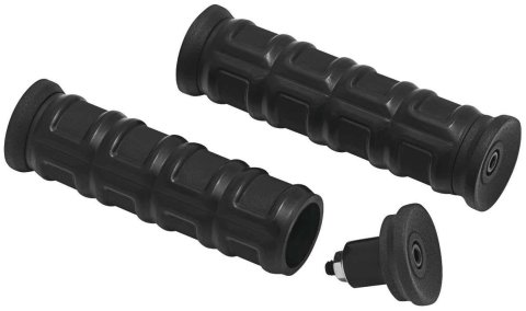 Kuryakyn Dillinger Grips 6677 Grips, Dillinger, Rubber/Aluminum, Satin Black, Twist Throttle Compatible, 1 in. Bar Diameter, Universal, Pair