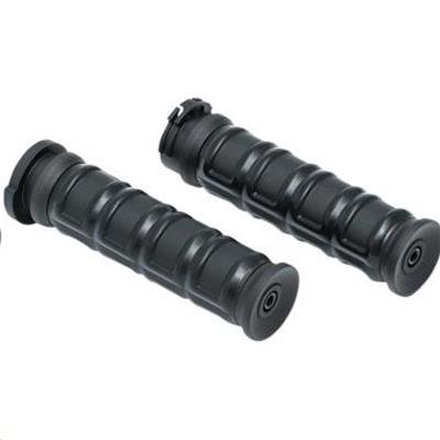 Kuryakyn Dillinger Grips 6673 Grips, Dillinger, Rubber/Aluminum, Black, Twist Throttle Compatible, 1 in. Bar Diameter, Harley-Davidson®, Pair
