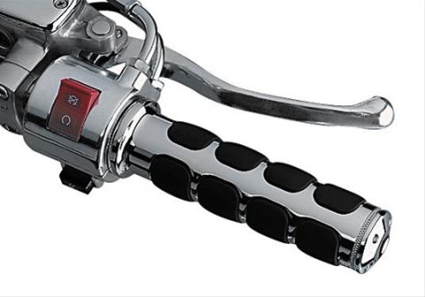 Kuryakyn ISO Grips 6180 Grips, ISO, Aluminum, Chrome, 125mm Length, Twist Throttle Compatible, 1 in. Bar Diameter, Pair