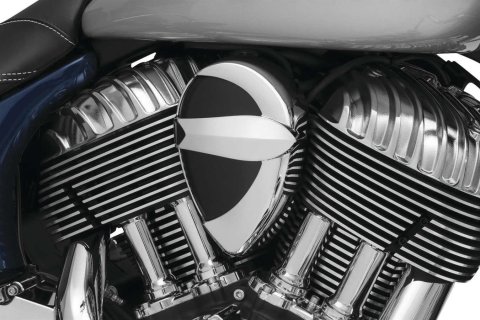 Kuryakyn Signature Series Vantage Horn Covers 5697 Cover, Vantage, Aluminum, Chrome/Black, Indian, Each