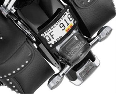 Kuryakyn Curved Lay Down License Plate Mounts 3148 Mounts, Steel, Black Painted, Kit