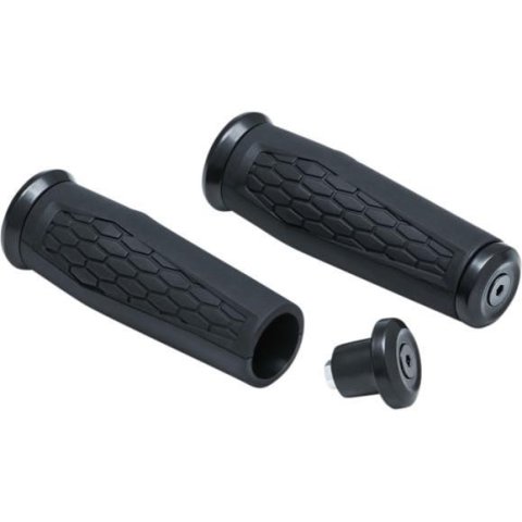 Kuryakyn Hex Grips 5929 Grips, Hex, Aluminum, Black, Twist Throttle Compatible, 7/8 in. Bar Diameter, Universal, Pair