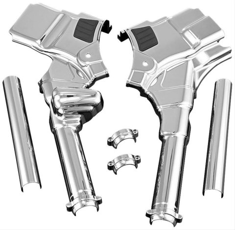 Kuryakyn Deluxe Neck Covers 7866 Cover, Steel, Chrome, Harley-Davidson®, Kit