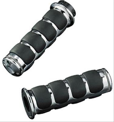 Kuryakyn ISO Grips 6205 Grips, Aluminum, Chrome, 125 mm. Length, 1 in. Bars, Pair
