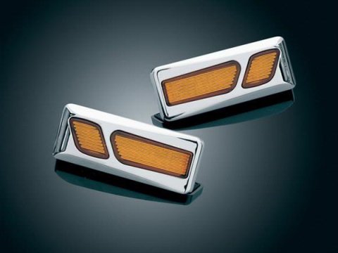 Kuryakyn LED Front Reflector Conversions 7455 Marker Lights, Conversion, LED, Amber Lens, Chrome Trim, For Use On Honda® GL 1800, Pair
