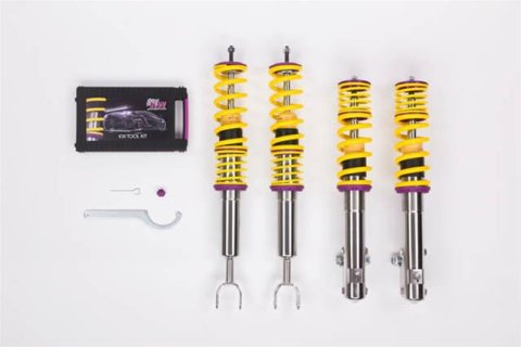 KW Variant 1 Coilover Kits 10265006 Kits, 1, 0.9 - 2.0 in. Lowered Front, 0.9 - 2.0 in. Lowered Rear, Natural/Purple Shocks, Yellow Springs, Mitsubishi, Kit