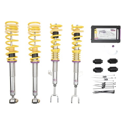 KW Street Comfort Coilover Kits 180200BY Kits, Comfort, 0.8 - 1.8 in. Lowered Front, 0.8 - 1.8 in. Lowered Rear, Natural/Black Shocks, Yellow Springs, BMW, Kit