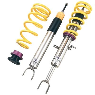 KW Variant 2 Coilover Kits for 2003-2009 350Z, 2003-2007 G35 - 15285002 Kits, 2, 0.8 1.5 in. Lowered Front and Rear, Natural/Yellow Shocks, Yellow Powdercoated Springs, Nissan, Kit