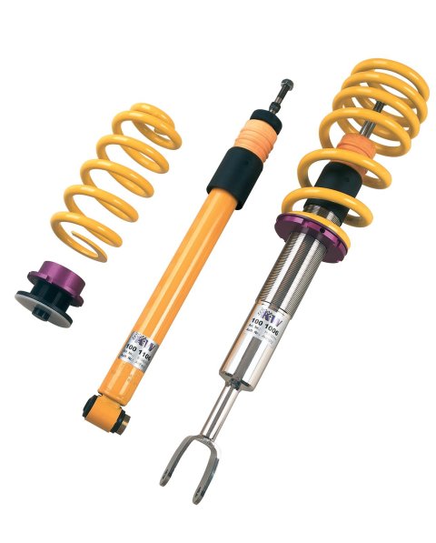KW Variant 2 Coilover Kits 15281036 Kits, 2, 0.4 - 1.4 in. Lowered Front, 0.2 - 1.2 in. Lowered Rear, Natural/Yellow Shocks, Yellow Springs, Audi, Kit