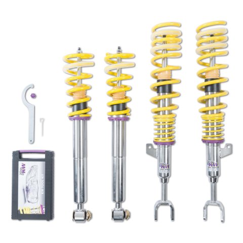 KW Street Comfort Coilover Kits 180200BU Kits, Comfort, 0.8 - 1.8 in. Lowered Front, 0.8 - 1.8 in. Lowered Rear, Natural/Black Shocks, Yellow Springs, BMW, Kit