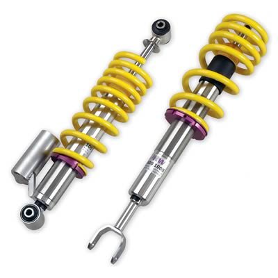 KW Variant 3 Coilover Kits 35210065 Kits, 3, 0.4 - 1.5 in. Lowered Front and Rear, Shocks, Yellow Powdercoated Springs, Audi, Kit