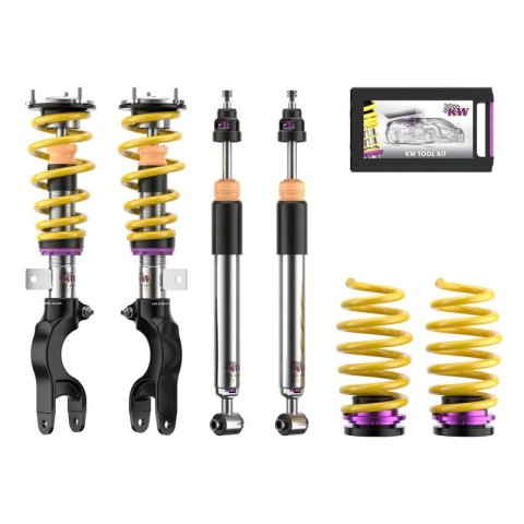 KW Variant 3 Coilover Kits 35287010 Kits, 3, 0.8-2 in. Lowered Front/Rear, Shocks, Yellow Springs, Twin-Tube, Tesla Model Y, Kit
