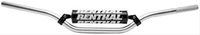 Renthal 7/8 in. Handlebars 666-02-SI-05-006 Handlebars, Vintage/Desert Style, Aluminum, Silver Anodized, 0.875 Diameter, 33.071 Width, Each