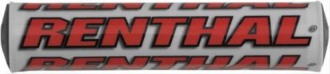 Renthal SX Bar Pads P263 Handlebar Pad, Crossbar, SX, Foam, Vinyl Cover, White, Red, Logo, 10 in. Length, Each