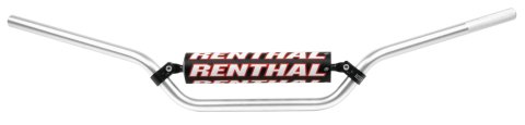 Renthal 7/8 in. Handlebars 838-01-SI-05-185 Handlebars, in., Vintage High, Aluminum, Silver Anodized, 0.875 Diameter, 33.070 Width, Each