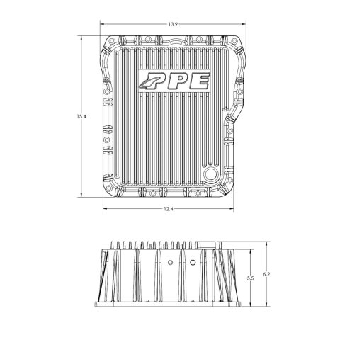Pacific Performance Engineering Heavy-Duty Transmission Pans for 2001-2019 SIERRA 2500 HD, SILVERADO 2007-2019 3500 HD - 128051020 Pan, Aluminum, Black Finish, Deep, Extra 4 Qt., Filter, Chevy, GMC, Allison 1000, 2000, 2400, Each