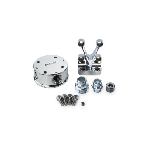 PPE Oil Filter Mounts 114002000 Mount, Billet Aluminum, Hotrod/Marine, High flow
