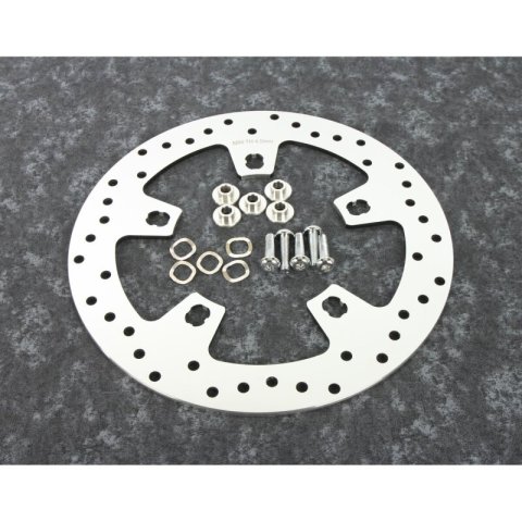 Biker's Choice 5-Spoke Brake Rotors 482594 Rotor, 5-Spoke, Front, Non-Floating, Cross-Drilled, Stainless Steel, Polished, Harley-Davidson®, Each