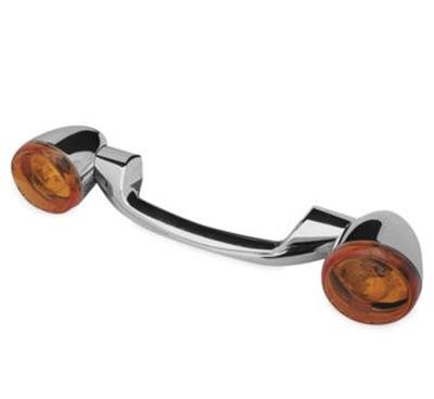 Biker's Choice Rear Turn Signals and Bars 491156 Signal Bar, Amber Lens, Steel, Chrome, Harley-Davidson®, Pair