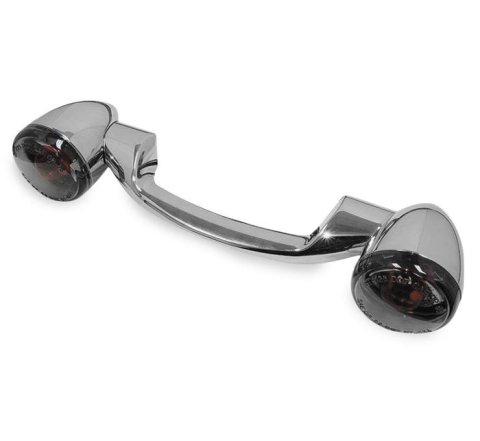 Biker's Choice Rear Turn Signals and Bars 491158 Signal Bar, Smoke Lens, Steel, Chrome, Harley-Davidson®, Pair