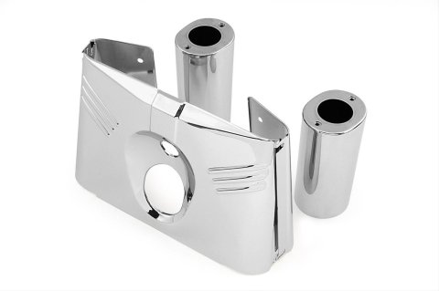 Biker's Choice Fork Tins 491363 Tins, Exterior Trim Accents, Bolt-on, Steel, Chrome, Harley-Davidson®, Kit