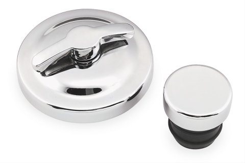 Biker's Choice Custom Oil Tank Caps 490450 Cap, Custom, Push-in, Steel, Chrome, Each